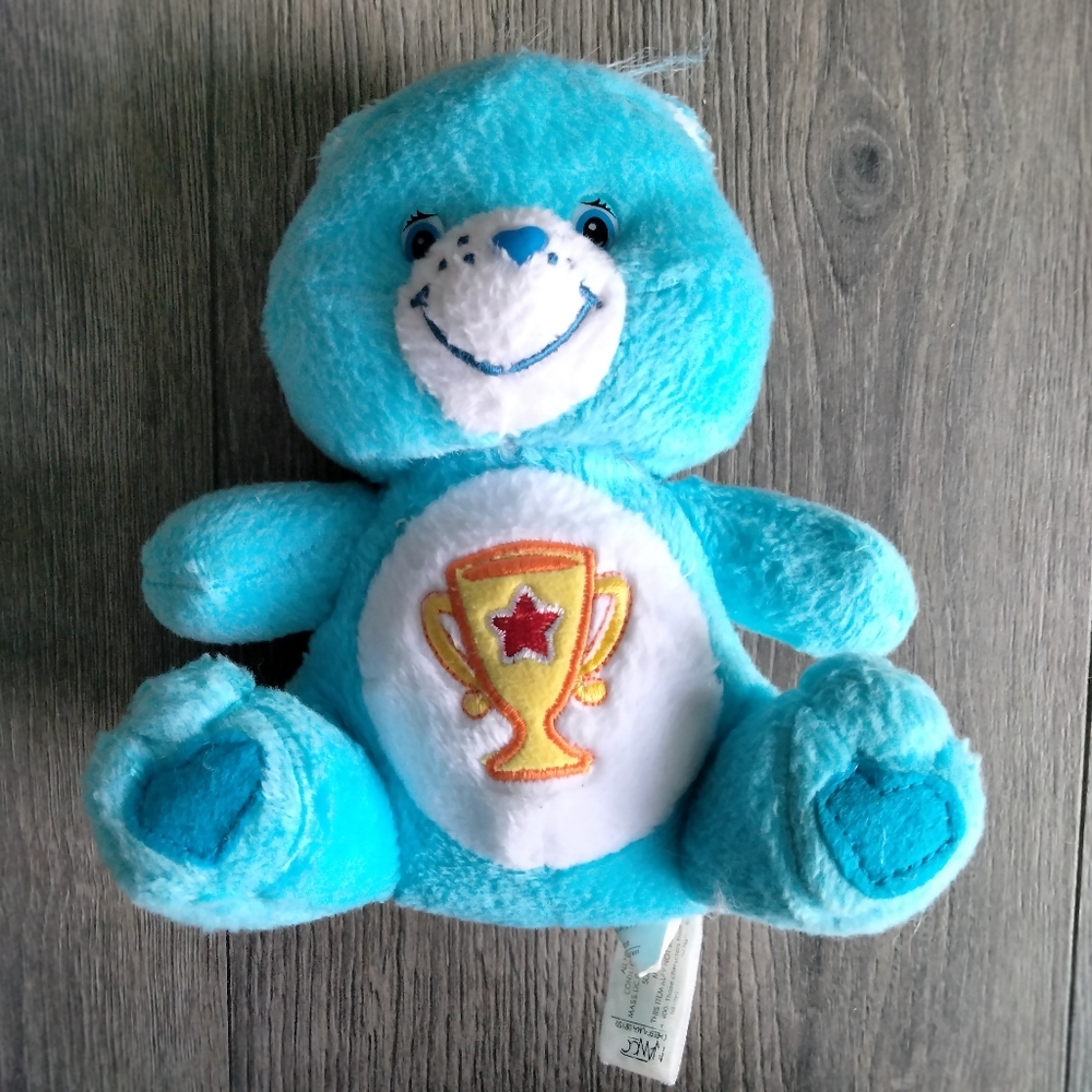 Care Bear Vintage Blue Champ Bear Plush Stuffed Animal 2004 Nanco